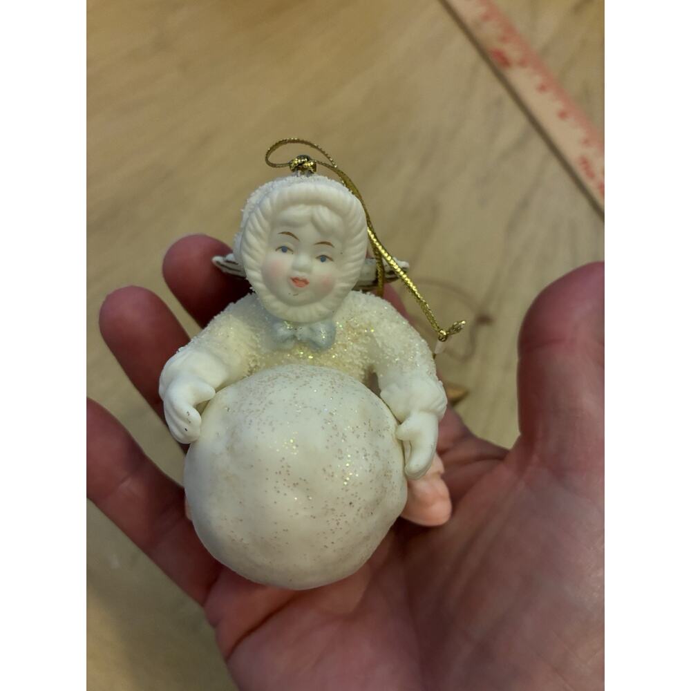 2 VTG Bisque Porcelain Snow Babies Ornaments Angel Star Comet Department 56 - Picture 7 of 15